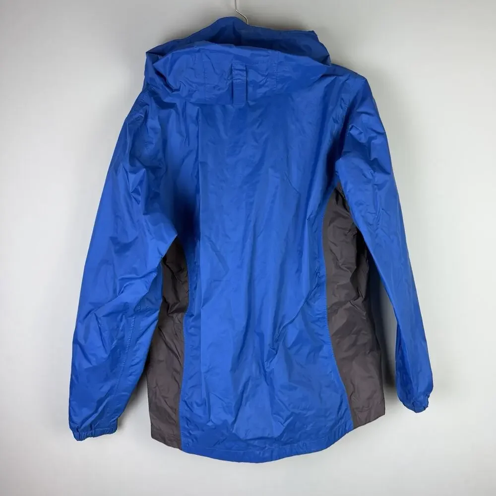 Columbia Youth Size 18/20 Hooded Blue Nylon Rain Jacket